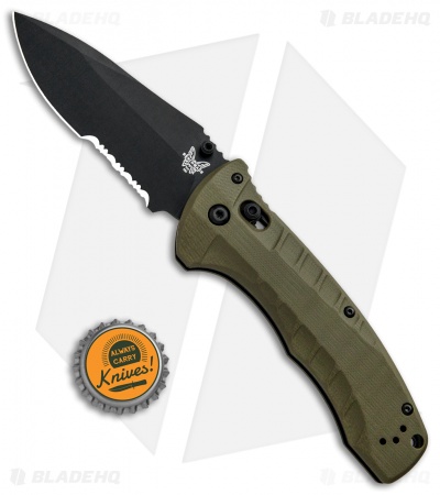 Benchmade Turret AXIS Lock Folding Knife OD Green G-10 (3.7" Black Serr) 980SBK