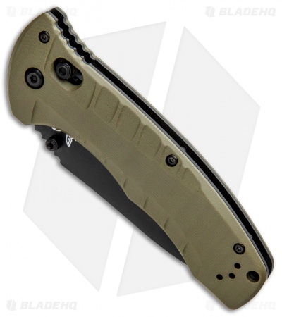 Benchmade Turret AXIS Lock Folding Knife OD Green G-10 (3.7" Black Serr) 980SBK