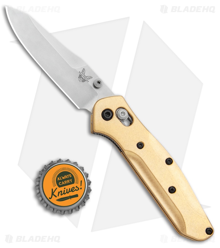 Flytanium Brass Scales + Benchmade 945 Mini Osborne Knife (2.9" Satin)