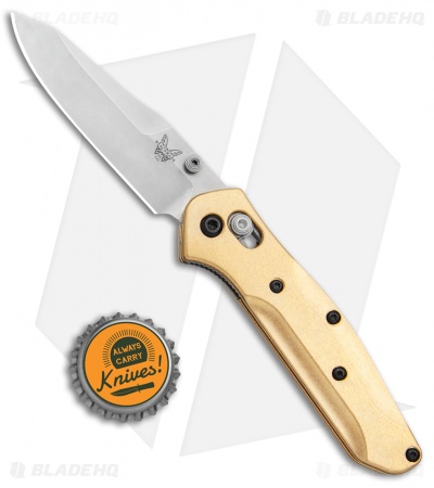 Flytanium Brass Scales + Benchmade 945 Mini Osborne Knife (2.9" Satin)
