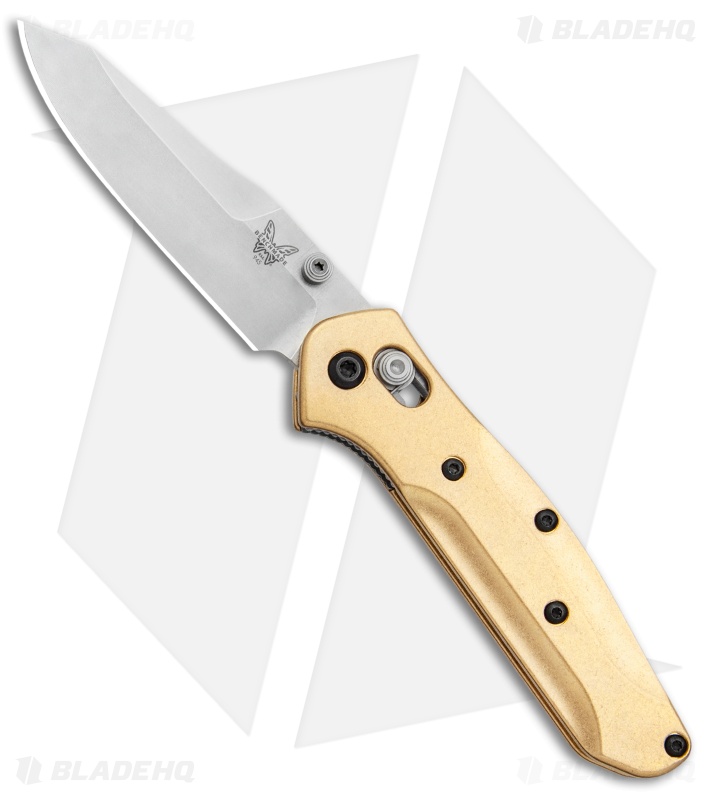 Flytanium Brass Scales + Benchmade 945 Mini Osborne Knife (2.9" Satin)