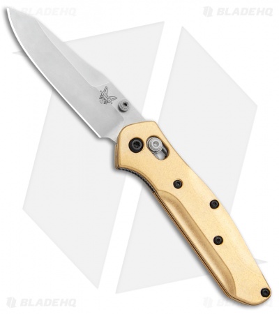Flytanium Brass Scales + Benchmade 945 Mini Osborne Knife (2.9" Satin)