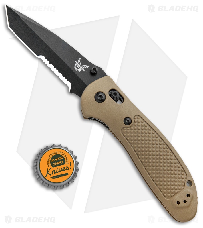 Benchmade Griptilian Tanto AXIS Lock Knife Sand (3.45" Black Serr) 553SBKSN-S30V