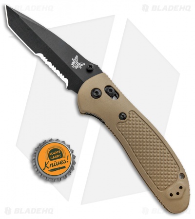 Benchmade Griptilian Tanto AXIS Lock Knife Sand (3.45" Black Serr) 553SBKSN-S30V