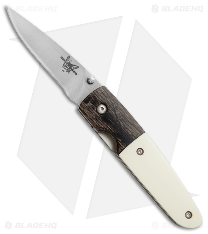 Vintage Benchmade 850-01 Mel Pardue Knife Black Dymondwood/Ivory (2.8" Satin)