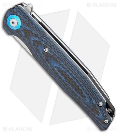 Bestech Knives Ascot Liner Lock Flipper Knife Black/Blue CF/G-10 (3.88" Satin) 