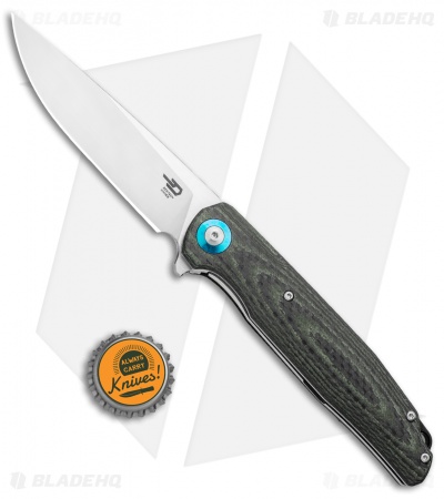 Bestech Knives Ascot Liner Lock Flipper Knife Black/Beige CF/G-10 (3.88" Satin) 