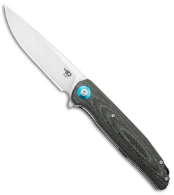 Bestech Knives Ascot Liner Lock Flipper Knife Black/Beige CF/G-10 (3.88" Satin) 