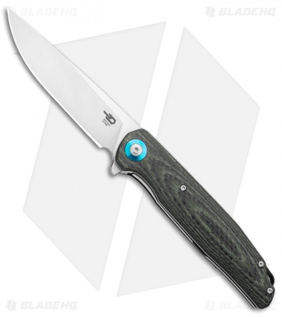 Bestech Knives Ascot Liner Lock Flipper Knife Black/Beige CF/G-10 (3.88" Satin) 