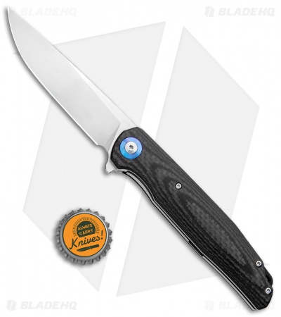 Bestech Knives Ascot Liner Lock Flipper Knife Black CF/G-10 (3.88" Satin) 