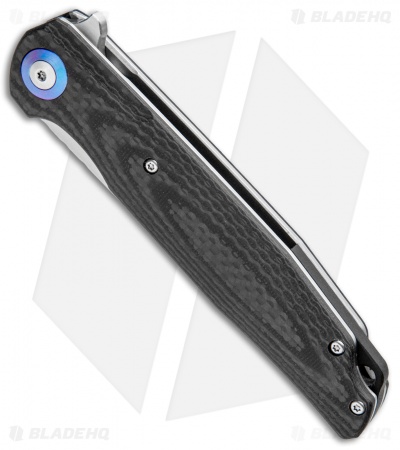 Bestech Knives Ascot Liner Lock Flipper Knife Black CF/G-10 (3.88" Satin) 