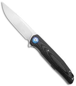 Bestech Knives Ascot Liner Lock Flipper Knife Black CF/G-10 (3.88" Satin) 