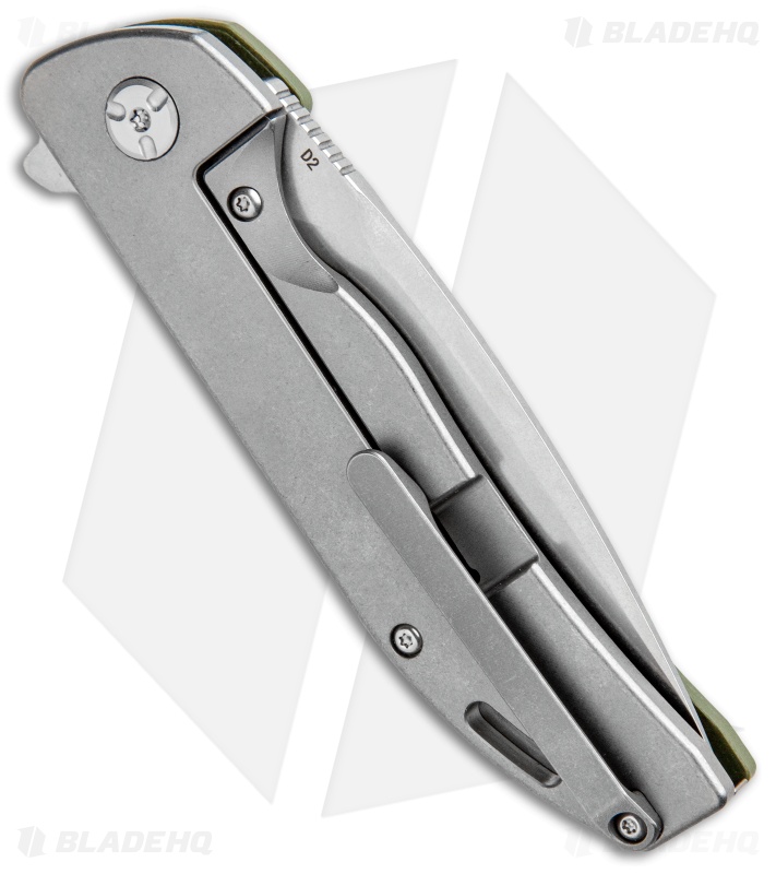 Bestech Knives Bison Frame Lock Knife Titanium/G-10 OD Green (3.5" Stonewash) 