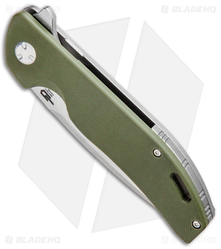 Bestech Knives Bison Frame Lock Knife Titanium/G-10 OD Green (3.5" Stonewash) 
