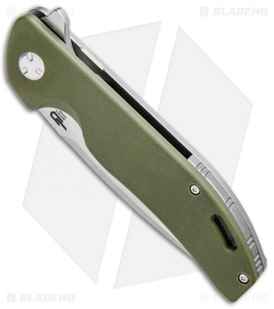 Bestech Knives Bison Frame Lock Knife Titanium/G-10 OD Green (3.5" Stonewash) 