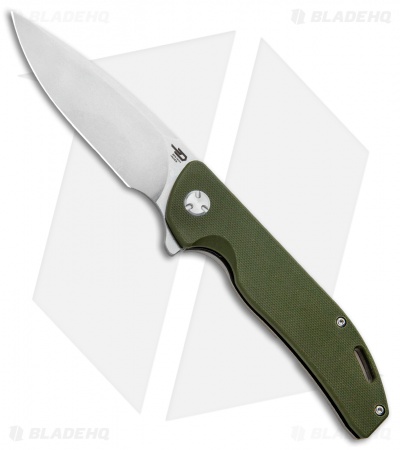Bestech Knives Bison Frame Lock Knife Titanium/G-10 OD Green (3.5" Stonewash) 