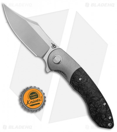 Bestech Knives BowieTie Frame Lock Knife Marble CF + Ti (3.5" Bead Blast) 