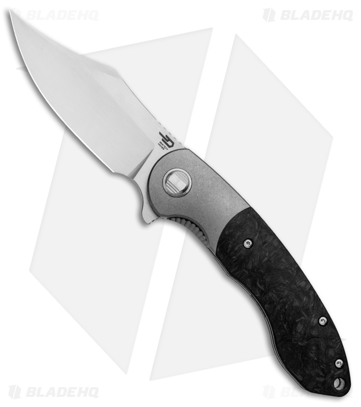 Bestech Knives BowieTie Frame Lock Knife Marble CF + Ti (3.5" Satin)
