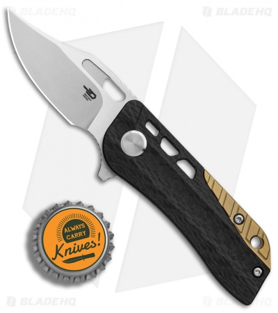 Bestech Knives Engine Bowie Flipper Knife CF/Blue Ti (2.38" Satin) BT1806B