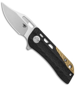 Bestech Knives Engine Bowie Flipper Knife CF/Blue Ti (2.38" Satin) BT1806B