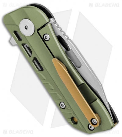 Bestech Knives Engine Drop Point Flipper Knife CF/Green Ti (2.38" Satin) BT1805C