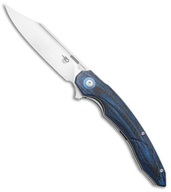 Bestech Knives Fanga Liner Lock Flipper Knife CF/Blue G-10 (4" Satin)