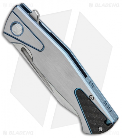 Bestech Knives Horus Folding Knife Gray/Blue Titanium/CF (3.5" SW) BT1901D