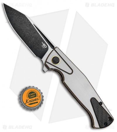 Bestech Knives Horus Folding Knife Gray Titanium/CF (3.5" Black SW) BT1901C