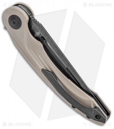 Bestech Knives Irida Liner Lock Knife Beige G-10 (3.9" Black Stonewash)