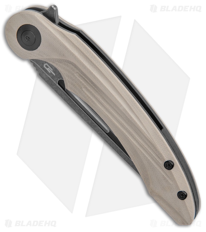 Bestech Knives Irida Liner Lock Knife Beige G-10 (3.9" Black Stonewash)