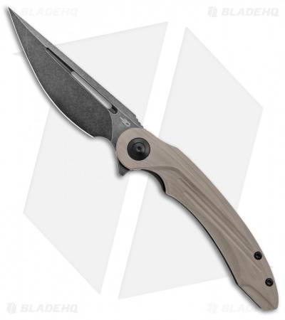 Bestech Knives Irida Liner Lock Knife Beige G-10 (3.9" Black Stonewash)
