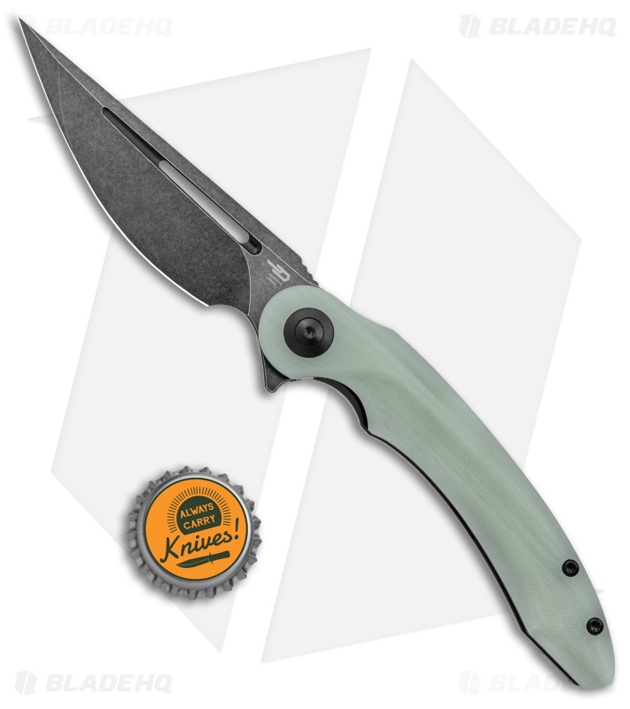 Bestech Knives Irida Liner Lock Knife Natural Jade G-10 (3.75" Black Stonewash)