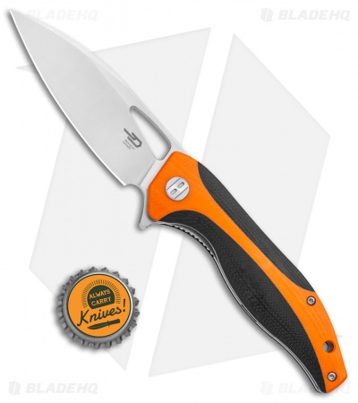 Bestech Knives Komodo Liner Lock Knife Black / Orange G-10 (3.5" Satin) BG26C