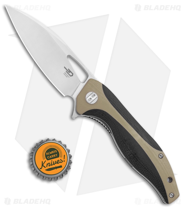 Bestech Knives Komodo Liner Lock Knife Black / Tan G-10 (3.5" Satin) BG26B