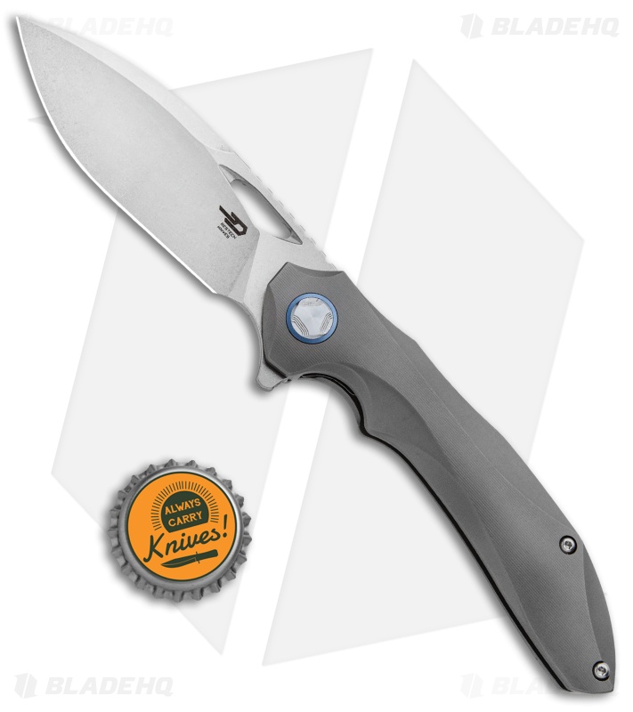 Bestech Knives Kombou ESKRA Folding Knife Gray Ti (3.5" Stonewash) BT1813C