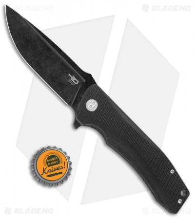 Bestech Knives Mako Liner Lock Knife Blackout Milled G-10 (3.75" D2 Black) 