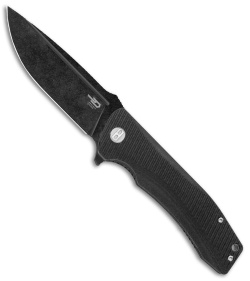 Bestech Knives Mako Liner Lock Knife Blackout Milled G-10 (3.75" D2 Black) 