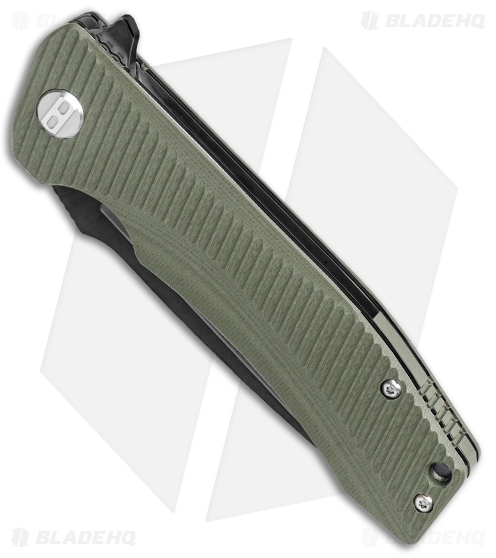 Bestech Knives Mako Liner Lock Knife Milled Green G-10 (3.75" D2 Black) 
