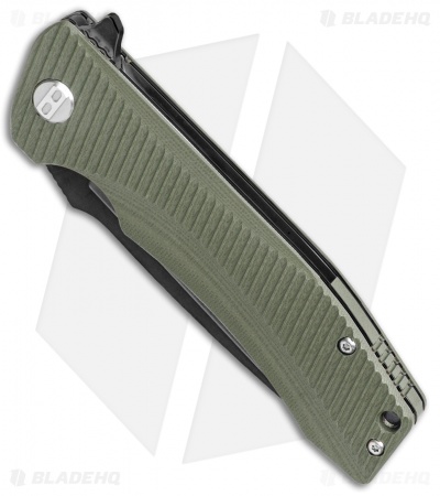 Bestech Knives Mako Liner Lock Knife Milled Green G-10 (3.75" D2 Black) 