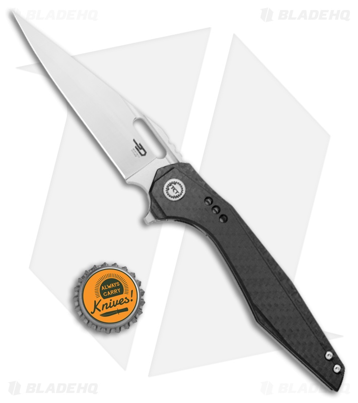 Bestech Knives Malware Frame Lock Flipper Knife Carbon Fiber  (3.88" Stonewash)