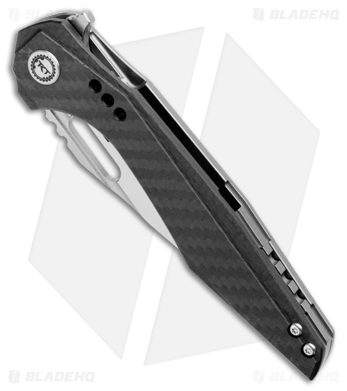 Bestech Knives Malware Frame Lock Flipper Knife Carbon Fiber  (3.88" Stonewash)