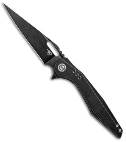 Bestech Knives Malware Frame Lock Flipper Knife Ti Black (3.88" Black SW) 