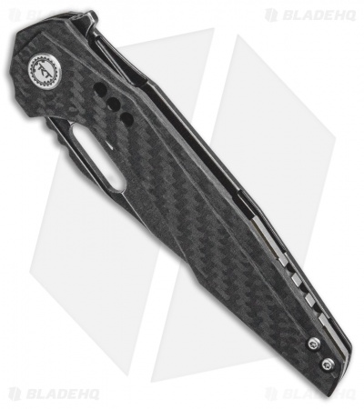 Bestech Knives Malware Frame Lock Flipper Knife Ti/Carbon Fiber(3.88" Black SW) 