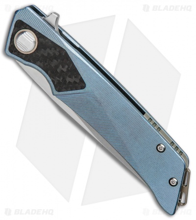 Bestech Knives Sky Hawk Frame Lock Flipper Knife Blue CF (3.6" Blasted)