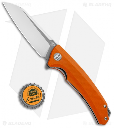 Bestech Knives Texel Liner Lock Knife Orange G10 (3.25" Gray/Satin) BG21D-2