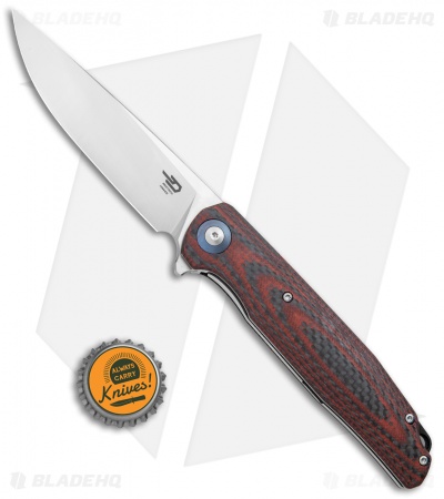 Bestech Knives Ascot Liner Lock Carbon Fiber/Red G-10 (4.00" Satin)