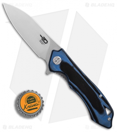 Bestech Knives Beluga Liner Lock Knife Black/Blue G-10 (3" Satin) BG11G-2