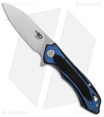 Bestech Knives Beluga Liner Lock Knife Black/Blue G-10 (3" Satin) BG11G-2