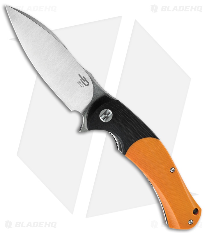 Bestech Knives Penguin Liner Lock Knife Orange/Black G-10 (3.625" Satin) BG32C