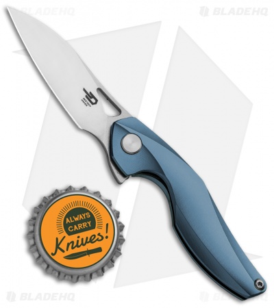 Bestech Knives Isham Reticulan Frame Lock Knife Blue Ti (2" Satin) BT1810B